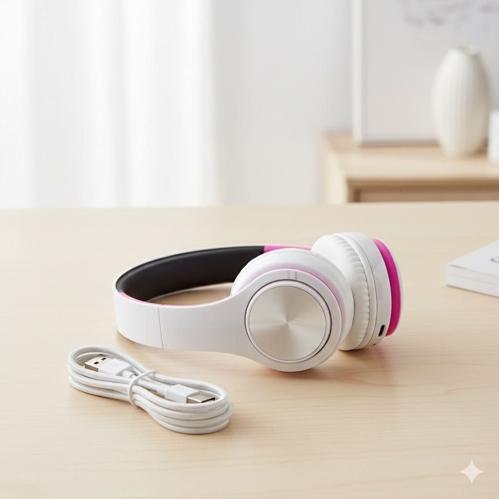 Casque Bluetooth Doré Sans Fil – Hi-Fi, Micro Intégré & Prise Jack