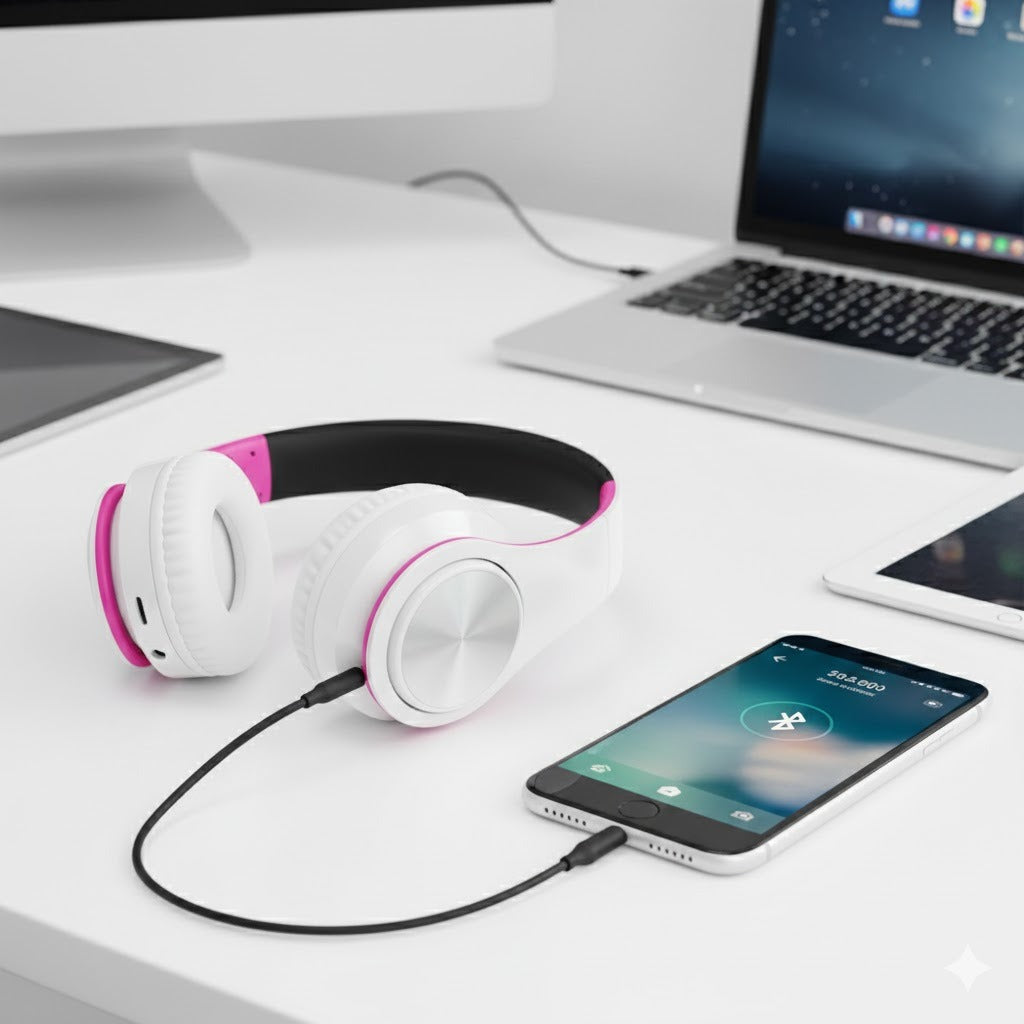 Casque Bluetooth Doré Sans Fil – Hi-Fi, Micro Intégré & Prise Jack
