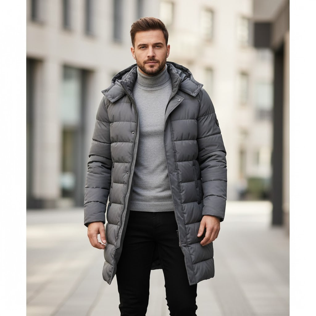Manteau Long Imperméable Homme – Capuche, Doublure Chaude & Coupe-Vent