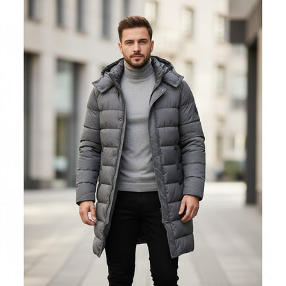 Manteau Long Imperméable Homme – Capuche, Doublure Chaude & Coupe-Vent
