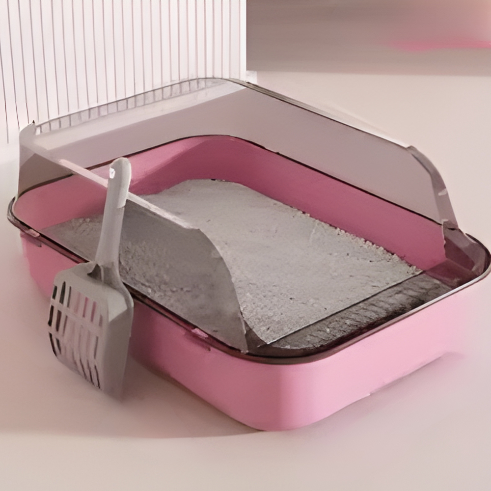 Boîte à Litière Semi-Fermée pour Chat – Anti-Éclaboussures & Aération Optimale