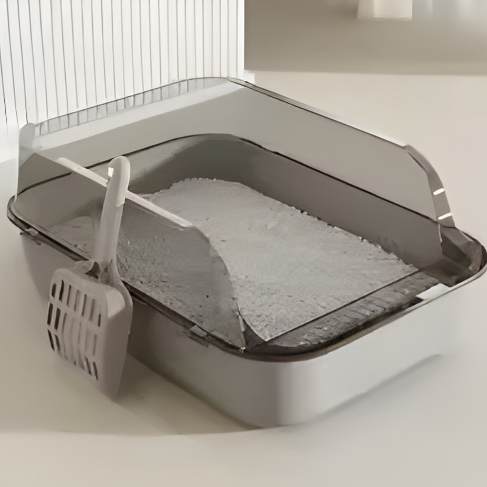 Boîte à Litière Semi-Fermée pour Chat – Anti-Éclaboussures & Aération Optimale