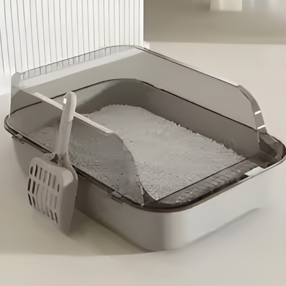 Boîte à Litière Semi-Fermée pour Chat – Anti-Éclaboussures & Aération Optimale
