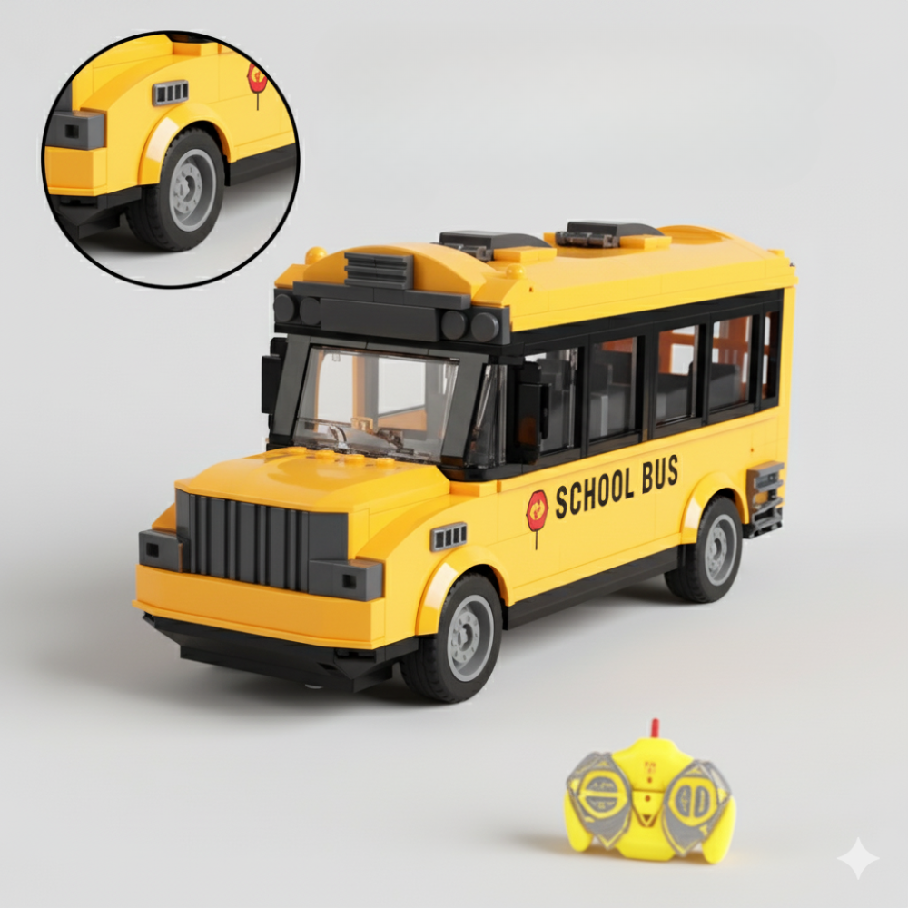 Bus Télécommandé  avec Portes Ouvrantes & Lumières –  Modèles Scolaire / Ambulance / Touristique