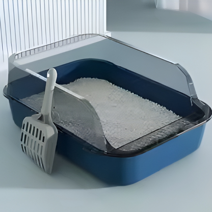 Boîte à Litière Semi-Fermée pour Chat – Anti-Éclaboussures & Aération Optimale