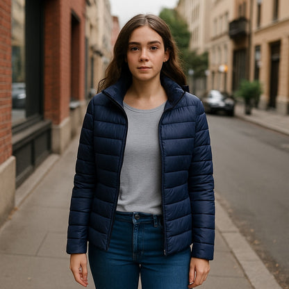 Doudoune Femme  – Manteau d’Hiver Chaud Zippé, Longueur Hanches