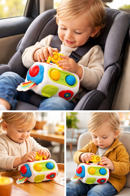 Cube d’Activité Bébé Montessori – Jouet Éveil Sensoriel 9 Activités | Motricité Fine dès 12 Mois