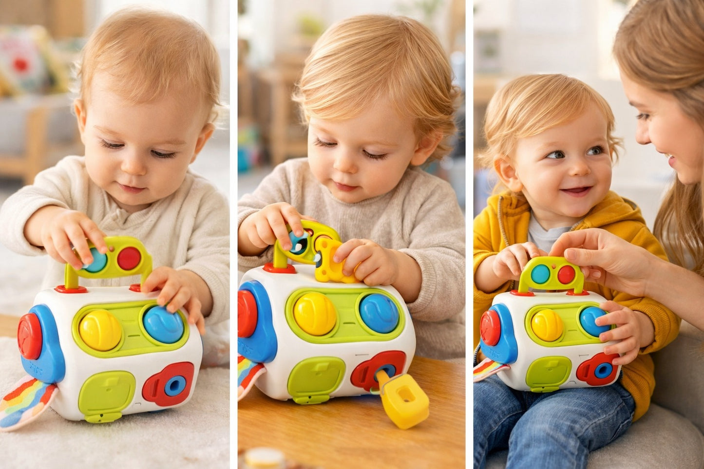 Cube d’Activité Bébé Montessori – Jouet Éveil Sensoriel 9 Activités | Motricité Fine dès 12 Mois