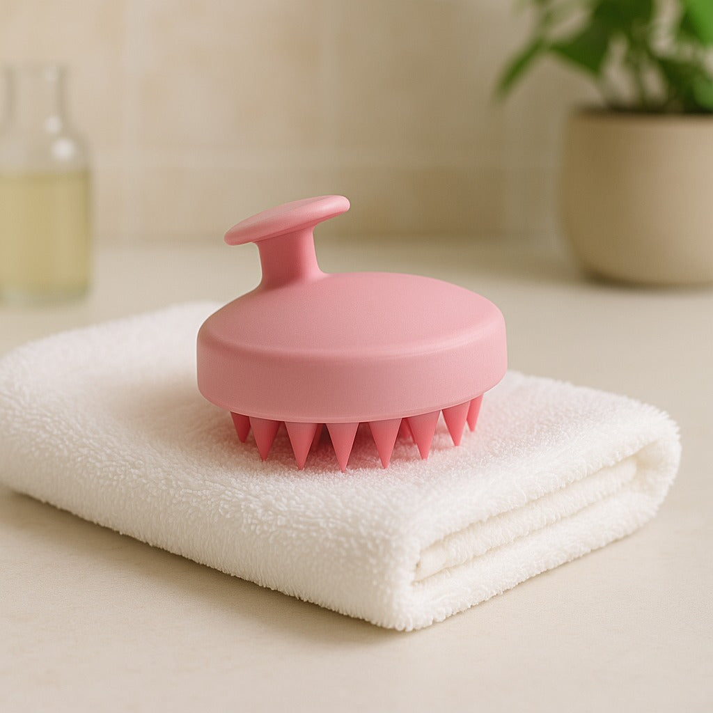 Brosse Massante en Silicone – Massage du Cuir Chevelu & Soin Antichute