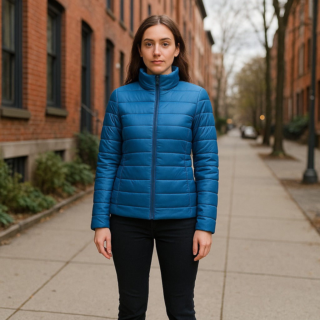 Doudoune Femme  – Manteau d’Hiver Chaud Zippé, Longueur Hanches